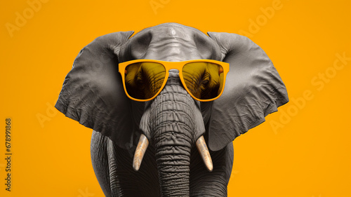 wild elephant in trendy sunglasses
