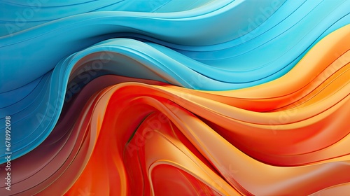 Abstract Wallpaper. Dark Orange and Light Cyan Colors in a Sea of Waves.