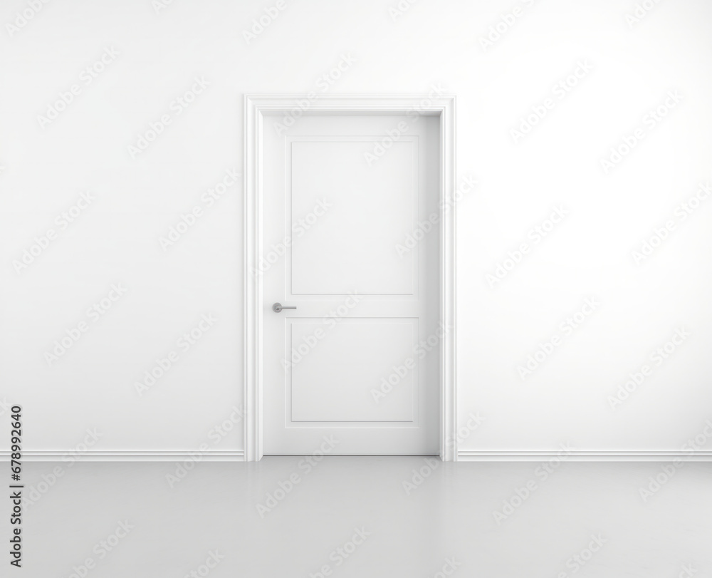 A closed white door with a white wall A closed white door with a white wall