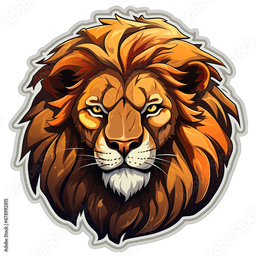 Round Lion Sticker Illustration Vector Design Isolated on Transparent or White Background  PNG