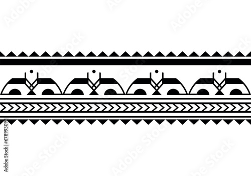 Maori polynesian tattoo bracelet. Tribal sleeve seamless pattern vector. Samoan border tattoo design fore arm or foot. Armband tattoo tribal. band fabric seamless ornament isolated on white background