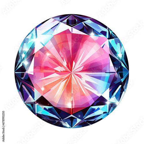 Round Diamond Sticker Vector Design Isolated on Transparent or White Background, PNG
