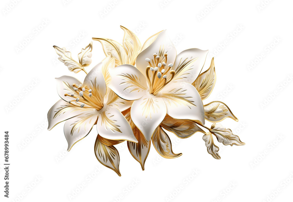 Fototapeta premium golden lily isolated on white