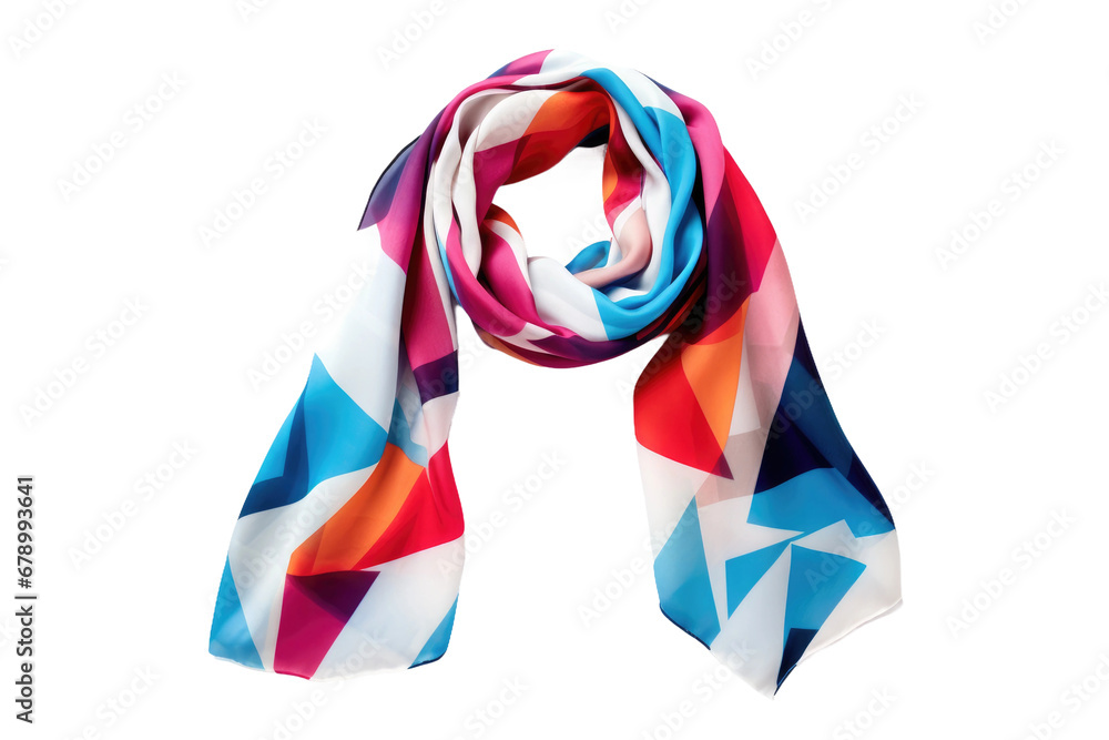 Modern Elegance: Geometric Print Scarf Isolated on Transparent Background