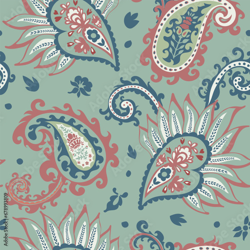 Vintage paisley floral print, wallpaper design