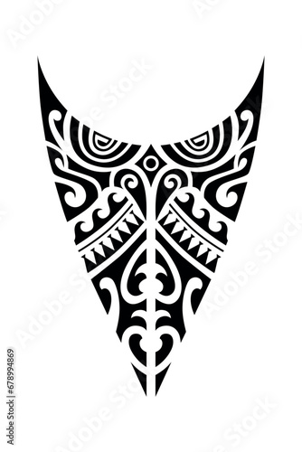 Bottom lower part of tattoo sketch maori style for leg or shoulder. Black and white