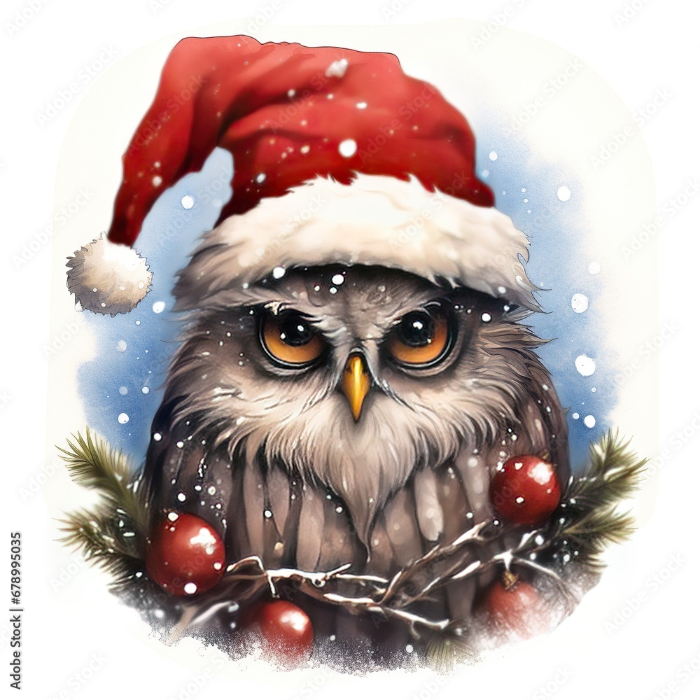 christmas owl with santa hat christmas owl with santa hat