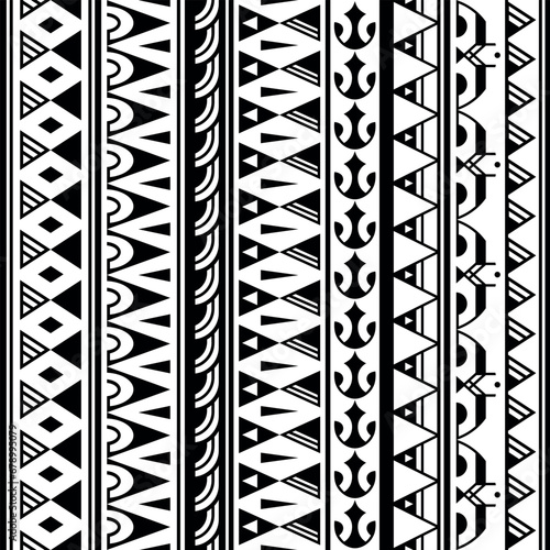 Set of maori polynesian tattoo bracelets border. Tribal sleeve seamless pattern vector. Samoan bracelet tattoo design fore arm or foot.