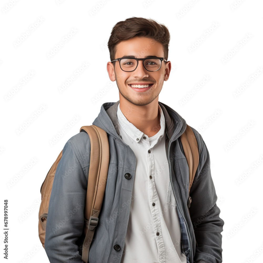 Handsome young man with a friendly smile in casual outfit on a transparent background Handsome young man with a friendly smile in casual outfit on a transparent background