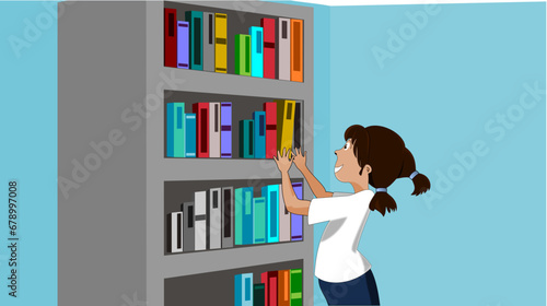 descargar vectores de niña en una biblioteca