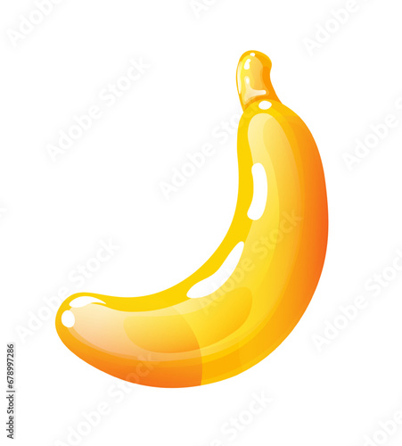 Chewy sugar fruit, banana gummy jelly candy icon