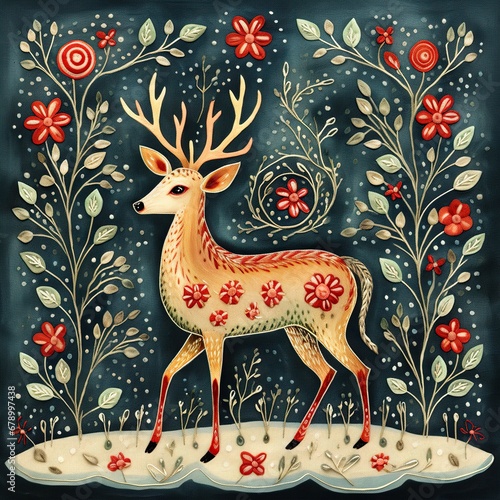 christmas card with deer