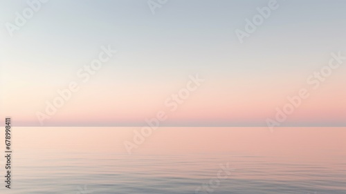 Clear blue sky sunset with glowing pink and purple horizon on calm ocean seascape background. Picturesque generative ai © Summit Art Creations
