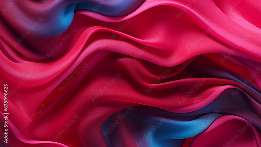 Obraz premium Cherry Red and Plum Fluid Color Waves Abstract Pattern