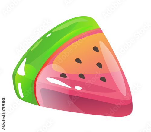 Gummy jelly candy, chewy sugar watermelon slice