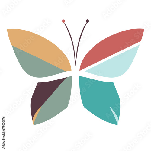 simple Geometric Butterfly Vector Illustration, white Background