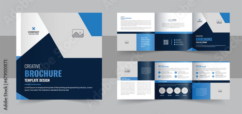 Company Business Square Trifold brochure template, Business Square Trifold brochure design layout