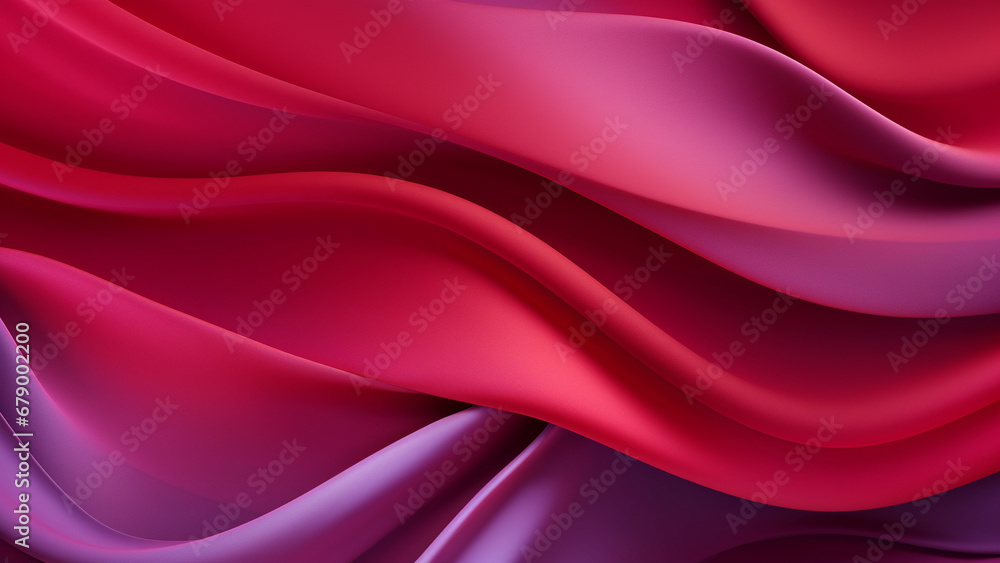 Fototapeta premium Ruby Red and Amethyst Purple Fluid Waves Abstract Pattern