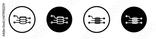 Data streaming vector symbol set. Data streaming vector icon in black and white color.