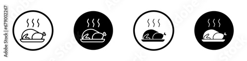Chicken vector icon set. Roast turkey food vector symbol for UI designs. photo