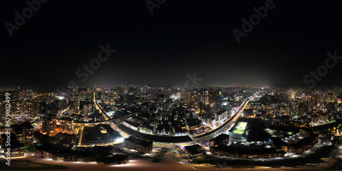 Mumbai Night Skyline 8K 360 degree, equirectangular projection, environment map. HDRI spherical panorama.	 photo