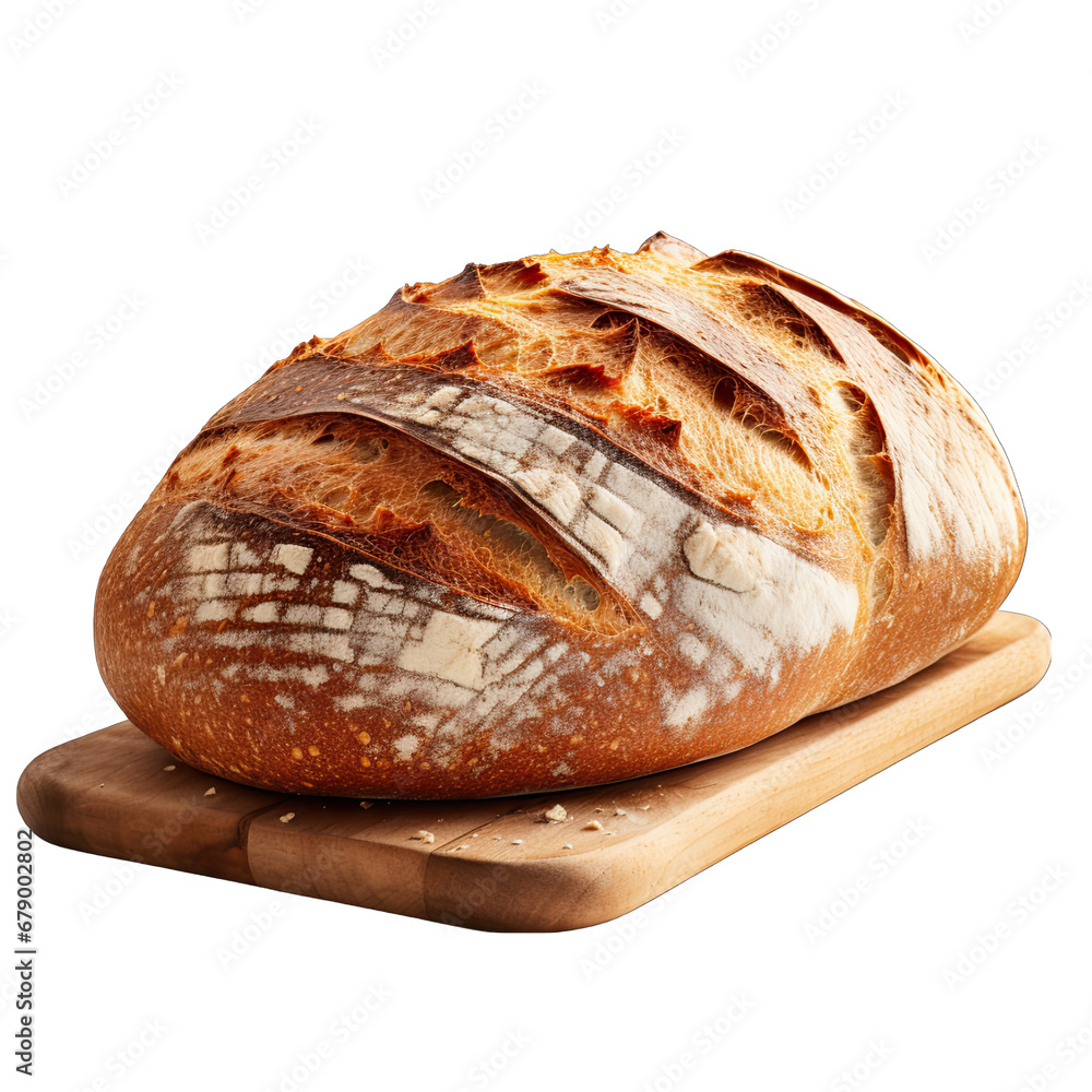 Fresh Sourdough Bread Isolated on Transparent or White Background, PNG