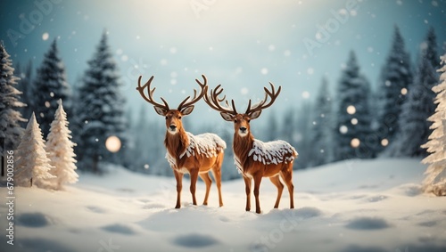 Deer and Christmas tree during the Christmas festival .
