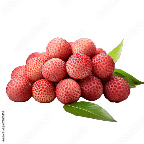 Lychees in a Small Pile Isolated on Transparent or White Background, PNG