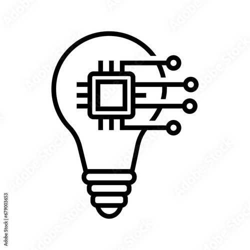 lightbulb with microchip circuit icon vector