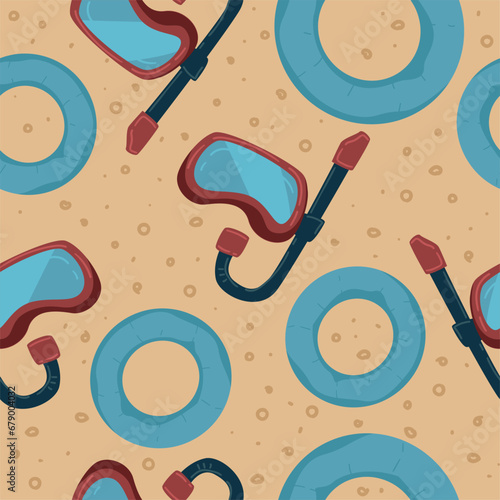 Resort pattern print, lifebuoy and snorkel mask