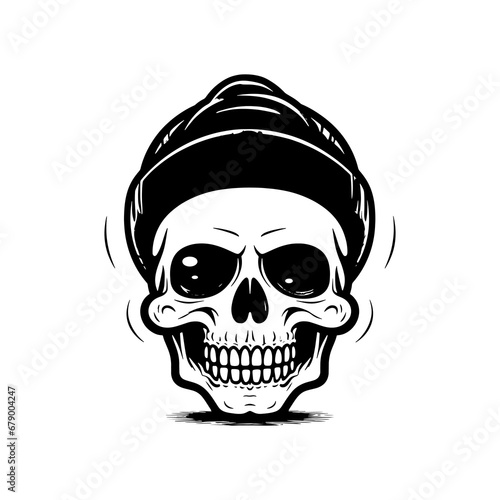 cool skull beanie, Hipster Skull Simple Wearing , Cute Skull Caps Cartoon Vector Icon Illustration. Fashion Object Icon Concept Isolated Premium Vector. Flat Cartoon Style