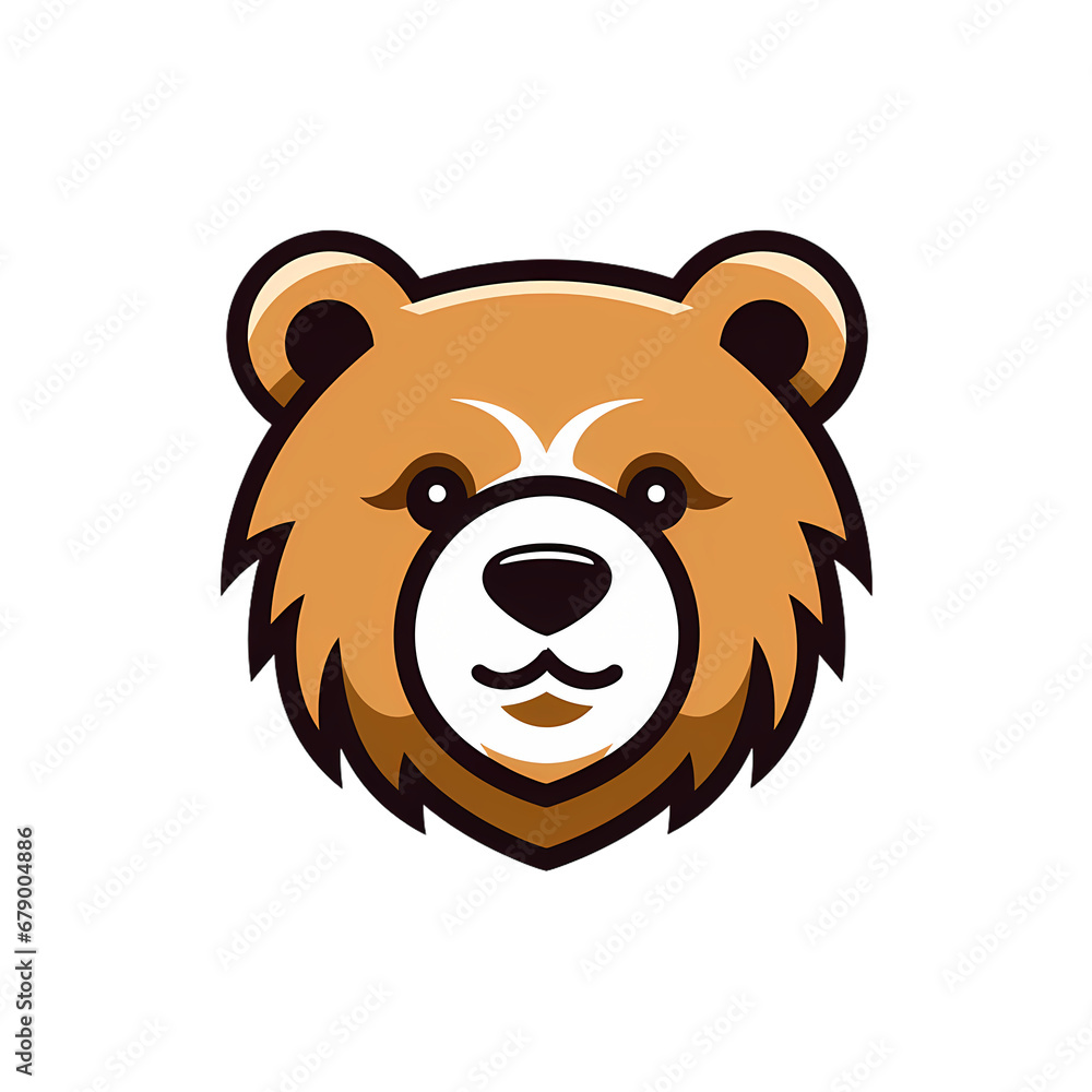 Obraz premium Logo design cute head bear icon, material, vector illustration, decorative design element, transparent background, game icon