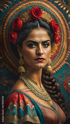 Iconic image of South American and Mexican art, chicana