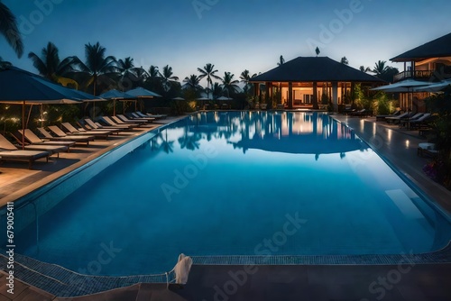 A resort swimming pool at twilight © Malaika