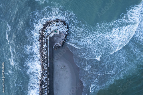 Aerial view of the pier in Viareggio Tuscany Italy