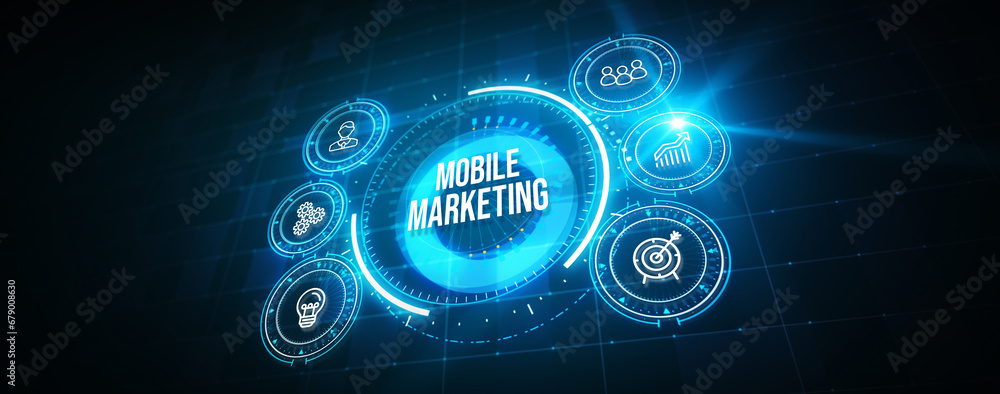 Mobile marketing concept. 3d illustration