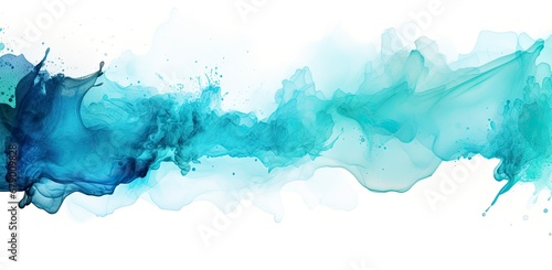 Blue Watercolor Splatter on White Background. © MdBaki