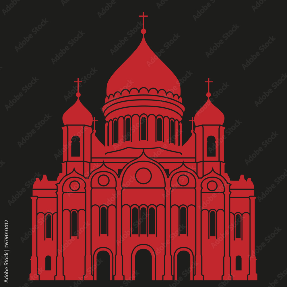 red Moscow temple vector illustration