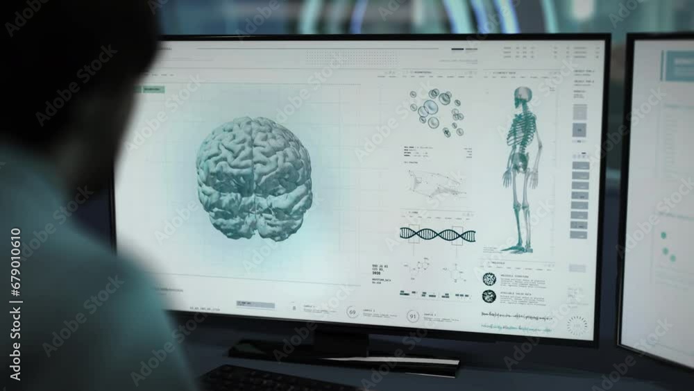Medical monitoring system is checking the patients brain. Medical monitoring system searching for deformities in the organ. Medical monitoring system identifies dangerous brain tumor. Cancer Study Medical monitoring system is checking the patients brain. Medical monitoring system searching for deformities in the organ. Medical monitoring system identifies dangerous brain tumor. Cancer Study