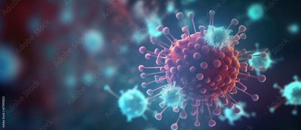 A virus containing many particles. A virus containing many particles.