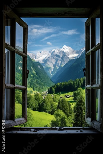 The window with the view of the Alps