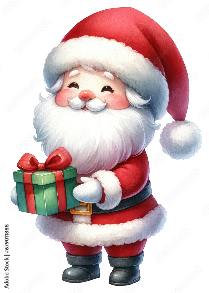 Santa Claus with a gift box isolated on white background Santa Claus with a gift box isolated on white background