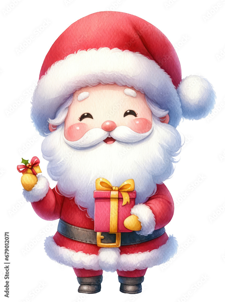 Santa Claus with a gift box isolated on white background Santa Claus with a gift box isolated on white background