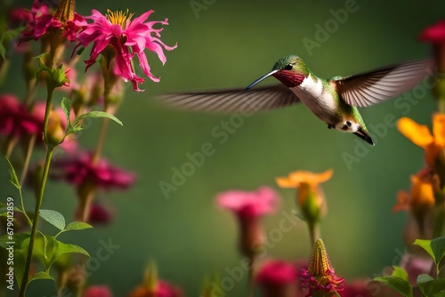 hummingbird and flower © farzana