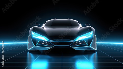 Generic abstract futuristic Glowing Concept Car Neon