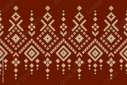 Red traditional ethnic pattern paisley flower Ikat background abstract Aztec African Indonesian Indian seamless pattern for fabric print cloth dress carpet curtains and sarong