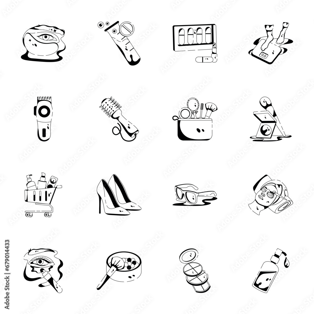 Bundle of Beauty and Grooming Tools Glyph Icons
Bundle of Beauty and Grooming Tools Glyph Icons