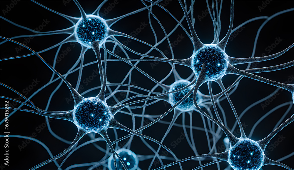 Abstract technology background of a data computing system with connected particles, Artificial neurons, global data connections. Abstract technology background of a data computing system with connected particles, Artificial neurons, global data connections.