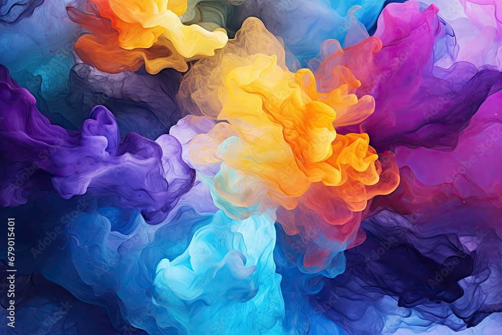 abstract multicolored explosion on a black background. Abstract colorful explosion on Black background by Generative AI