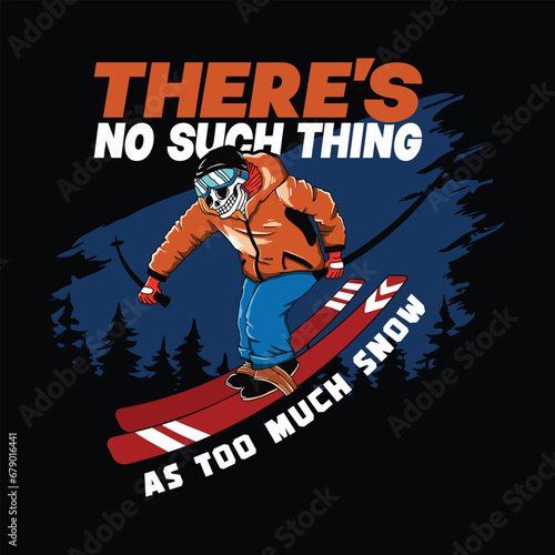 Vector illustration of a skull snowboarding. Suitable for t shirt design, sticker, poster, etc